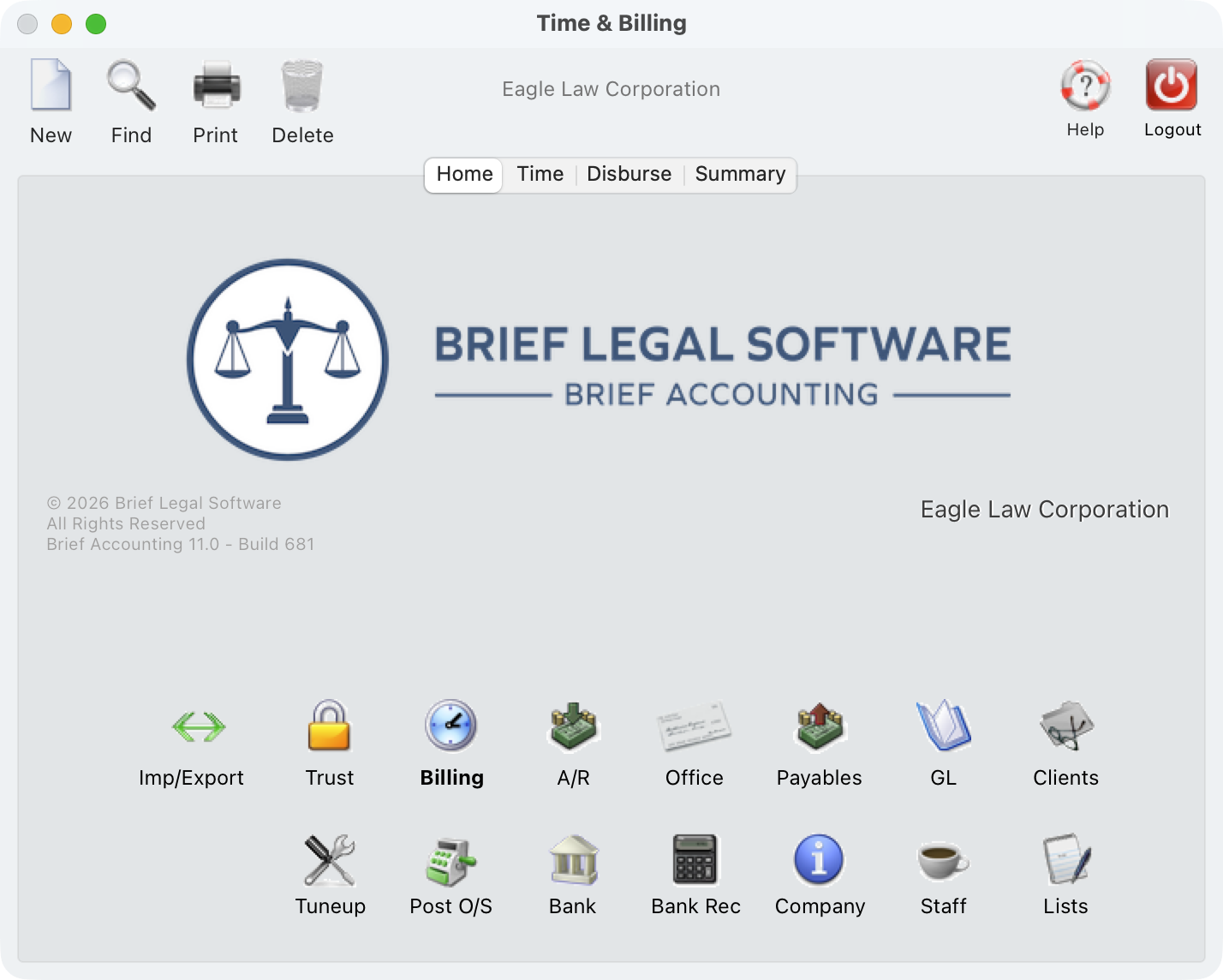 Brief Accounting home screen